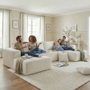 Freely Combinable Soft Fabric Sofa, Ultra Cozy for Family Leisure