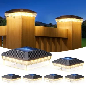 6/12 Pack Solar Post Cap Lights Outdoor with 3 Modes